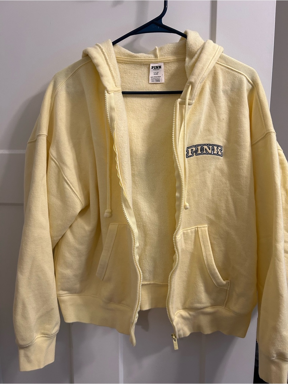 PINK Victoria's Secret Pale Yellow Zip-Up Hoodie Jacket